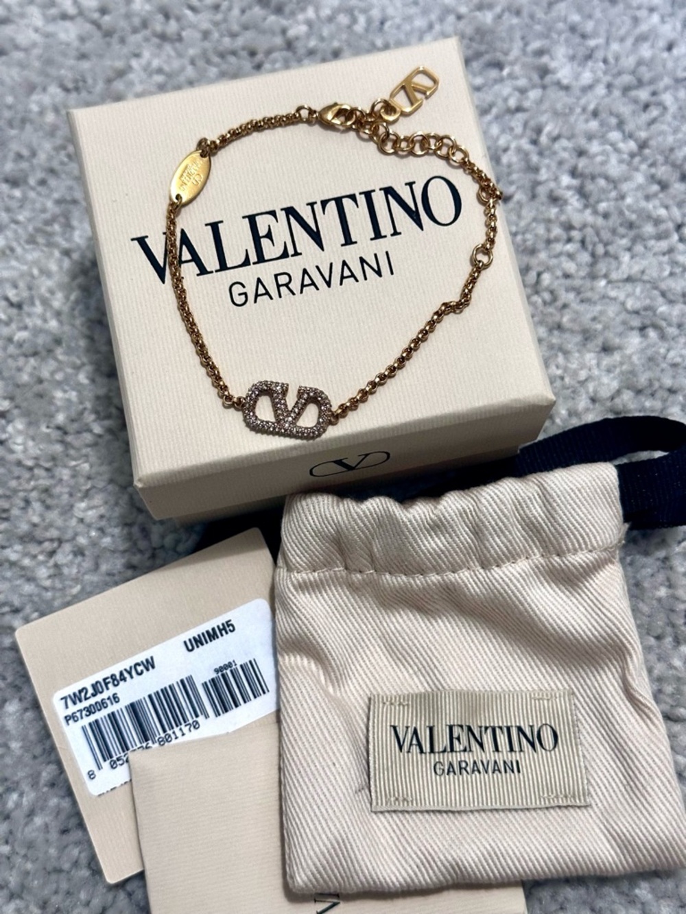 Valentino Garavani Gold Swarovski Crystal VLogoBracelet